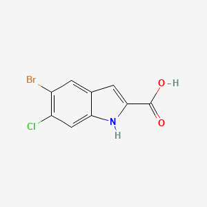 molecular formula C9H5BrClNO2 B1376906 5-Bromo-6-chloro-1H-indole-2-carboxylic acid CAS No. 934660-16-9