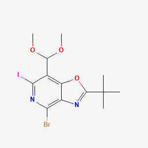 molecular formula C13H16BrIN2O3 B1376917 4-Bromo-2-(tert-butyl)-7-(dimethoxymethyl)-6-iodooxazolo[4,5-C]pyridine CAS No. 1305325-14-7
