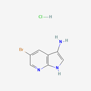 molecular formula C7H7BrClN3 B1376923 5-Bromo-1H-pyrrolo[2,3-b]pyridin-3-amine hydrochloride CAS No. 1416354-42-1