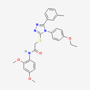 molecular formula C27H28N4O4S B13769306 N-(2,4-dimethoxyphenyl)-2-{[4-(4-ethoxyphenyl)-5-(3-methylphenyl)-4H-1,2,4-triazol-3-yl]sulfanyl}acetamide CAS No. 5308-41-8