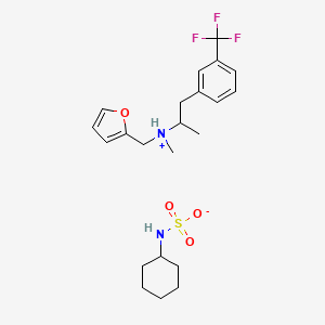 molecular formula C22H31F3N2O4S B13769322 Furfurylamine, N-methyl-N-(alpha-methyl-m-(trifluoromethyl)phenethyl)-, cyclohexanesulfamate (+-)- CAS No. 5843-58-3