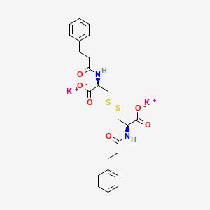 molecular formula C24H26K2N2O6S2 B13769348 Cystine, N,N'-bis(hydrocinnamoyl)-, dipotassium salt, L- CAS No. 65375-71-5