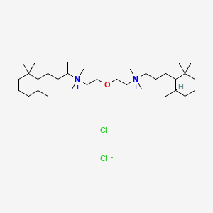 molecular formula C34H70Cl2N2O B13769362 Ammonium, oxydiethlenebis(1-methyl-3-(2,2,6-trimethylcyclohexyl)propyl)bis(dimethyl-, dichloride, hemihydrate CAS No. 67011-22-7