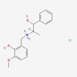 molecular formula C17H22ClNO3 B13769767 alpha-(1-((4-Hydroxy-3-methoxybenzyl)amino)ethyl)benzyl alcohol hydrochloride CAS No. 68398-01-6