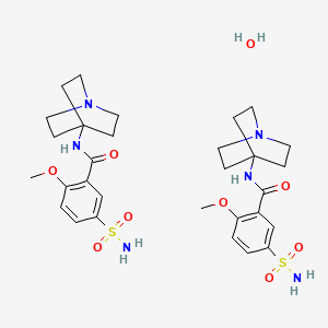 molecular formula C30H44N6O9S2 B13769771 Benzamide, 2-methoxy-N-(4-quinuclidinyl)-5-sulfamoyl-, hemihydrate CAS No. 62190-15-2