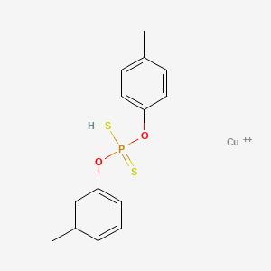 molecular formula C14H15CuO2PS2+2 B13769773 Copper;(3-methylphenoxy)-(4-methylphenoxy)-sulfanyl-sulfanylidene-lambda5-phosphane CAS No. 7464-04-2