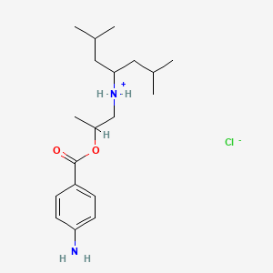 molecular formula C19H33ClN2O2 B13769790 Benzoic acid, p-amino-, (2-((1-isobutyl-3-methyl)butylamino)-1-methyl)ethyl ester, hydrochloride CAS No. 72017-56-2