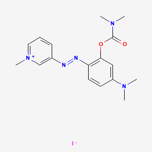 molecular formula C17H22IN5O2 B13770010 Carbamic acid, dimethyl-, 5-(dimethylamino)-2-(3-pyridylazo)phenyl ester, methiodide CAS No. 69766-32-1