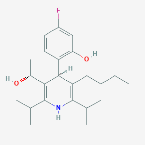 molecular formula C23H34FNO2 B13770018 3-Pyridinemethanol, 5-butyl-4-(4-fluoro-2-hydroxyphenyl)-a-methyl-2,6-bis(1-methylethyl)-, (aR,4S)-(9CI) 