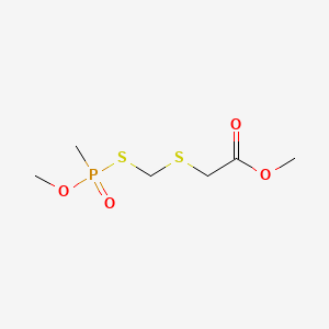 molecular formula C6H13O4PS2 B13770076 Acetic acid, 2-(mercaptomethylthio)-, methyl ester, S-ester with O-methyl methylphosphonothioate CAS No. 74789-22-3