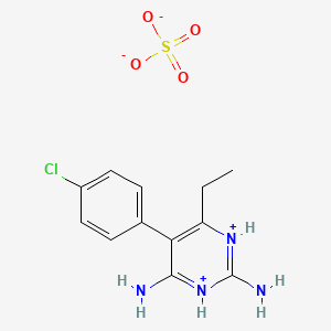 molecular formula C12H15ClN4O4S B13770120 5-(4-Chlorophenyl)-6-ethylpyrimidine-2,4-diammonium sulphate CAS No. 53640-38-3