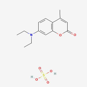 molecular formula C14H17NO2.H2O4S<br>C14H19NO6S B13770142 7-(diethylamino)-4-methylchromen-2-one;sulfuric acid CAS No. 67210-66-6
