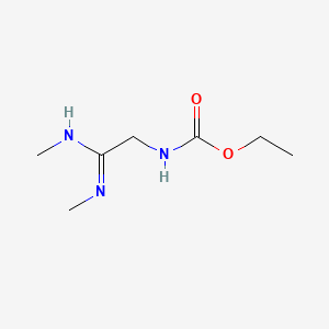 molecular formula C7H15N3O2 B13770189 Carbamic acid, (aminoiminomethyl)methyl-, dimethyl deriv., ethyl ester CAS No. 67550-70-3