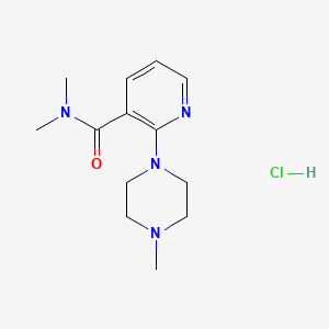 molecular formula C13H21ClN4O B13770232 3-Pyridinecarboxamide, N,N-dimethyl-2-(4-methyl-1-piperazinyl)-, monohydrochloride CAS No. 52943-16-5
