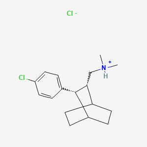 molecular formula C17H25Cl2N B13770233 cis-2-(p-Chlorophenyl)-3-dimethylaminomethylbicyclo(2.2.2)octane, hydrochloride CAS No. 69725-27-5