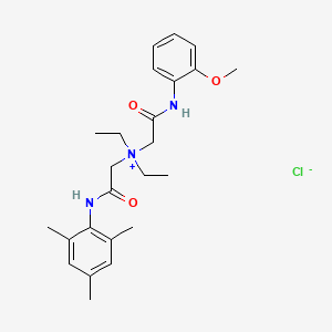 molecular formula C24H34ClN3O3 B13770269 Ethanaminium, N,N-diethyl-N-(2-((2-methoxyphenyl)amino)-2-oxoethyl)-2-oxo-2-((2,4,6-trimethylphenyl)amino)-, chloride CAS No. 79143-75-2