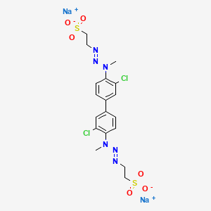 molecular formula C18H20Cl2N6Na2O6S2 B13770411 Ethanesulfonic acid, 2,2'-[(3,3'-dichloro[1,1'-biphenyl]-4,4'-diyl)bis(1-methyl-2-triazene-3,1-diyl)]bis-, disodium salt CAS No. 68133-33-5