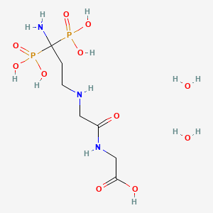 molecular formula C7H21N3O11P2 B13770575 Glycine, N-(N-(3-amino-3,3-diphosphonopropyl)glycyl)-, dihydrate CAS No. 69408-66-8