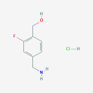 molecular formula C8H11ClFNO B1377072 [4-(Aminomethyl)-2-fluorophenyl]methanol hydrochloride CAS No. 1423027-79-5