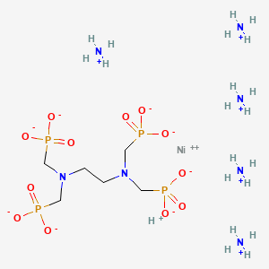 molecular formula C6H33N7NiO12P4 B13770732 Nickelate(6-), (((1,2-ethanediylbis((nitrilo-kappaN)bis(methylene)))tetrakis(phosphonato-kappaO))(8-))-, pentaammonium hydrogen, (OC-6-21)- CAS No. 68958-86-1