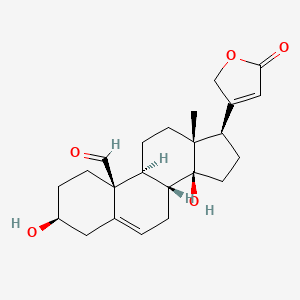molecular formula C23H30O5 B13770947 3,14-Dihydroxy-19-oxocarda-5,20(22)-dienolide CAS No. 546-04-3