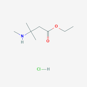 molecular formula C8H18ClNO2 B1377099 Ethyl 3-methyl-3-(methylamino)butanoate hydrochloride CAS No. 1423034-07-4