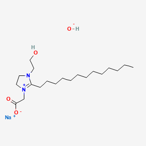 molecular formula C20H39N2NaO4 B13771026 1H-Imidazolium, 1-(carboxymethyl)-4,5-dihydro-1-(2-hydroxyethyl)-2-tridecyl-, hydroxide sodium salt CAS No. 68647-45-0