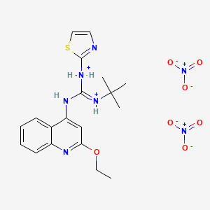 molecular formula C19H25N7O7S B13771063 1-tert-Butyl-2-(2-ethoxy-4-quinolyl)-3-(2-thiazolyl)guanidine dinitrate CAS No. 71079-87-3
