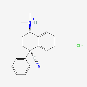 molecular formula C19H21ClN2 B13771081 1-Naphthonitrile, 1,2,3,4-tetrahydro-4-(dimethylamino)-1-phenyl-, hydrochloride, (E)- CAS No. 52371-46-7