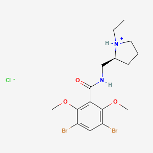 molecular formula C16H23Br2ClN2O3 B13771082 (S)-(-)-2-((3,5-Dibromo-2,6-dimethoxybenzamido)methyl)-1-ethylpyrrolidine hydrochloride CAS No. 73220-01-6