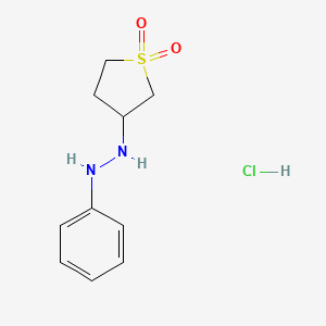 molecular formula C10H15ClN2O2S B13771163 3-(2-Phenylhydrazinyl)-1lambda~6~-thiolane-1,1-dione--hydrogen chloride (1/1) CAS No. 884-50-4