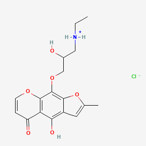 molecular formula C17H20ClNO6 B13771219 5H-Furo(3,2-g)(1)benzopyran-5-one, 9-(3-ethylamino-2-hydroxypropoxy)-4-hydroxy-7-methyl-, hydrochloride CAS No. 55165-34-9