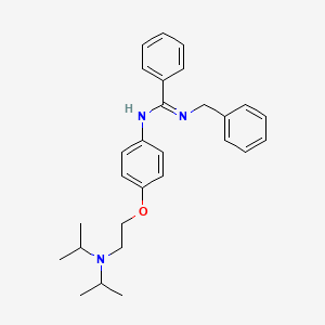 molecular formula C28H35N3O B13771232 N'-benzyl-N-[4-[2-[di(propan-2-yl)amino]ethoxy]phenyl]benzenecarboximidamide 