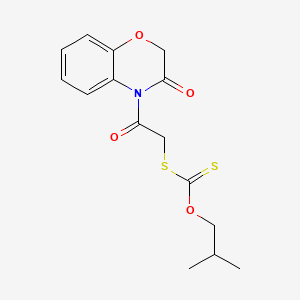 molecular formula C15H17NO4S2 B13771233 Carbonodithioic acid, S-(2-(2,3-dihydro-3-oxo-4H-1,4-benzoxazin-4-yl)-2-oxoethyl) O-(2-methylpropyl) ester CAS No. 90619-16-2