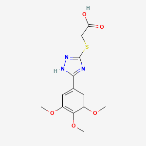 molecular formula C13H15N3O5S B13771235 Acetic acid, ((5-(3,4,5-trimethoxyphenyl)-1H-1,2,4-triazol-3-yl)thio)- CAS No. 77803-55-5