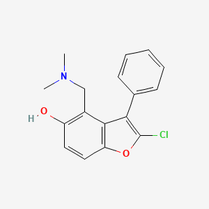molecular formula C17H16ClNO2 B13771306 5-Benzofuranol, 2-chloro-4-(dimethylaminomethyl)-3-phenyl- CAS No. 69405-60-3