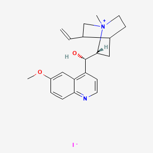 molecular formula C21H27IN2O2 B13771319 Quinuclidinium, 6-(hydroxy(6-methoxy-4-quinolinyl)methyl)-1-methyl-3-vinyl-, iodide CAS No. 69881-63-6
