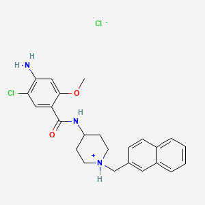 molecular formula C24H27Cl2N3O2 B13771353 4-Amino-5-chloro-2-methoxy-N-(1-(2-naphthalenylmethyl)-4-piperidinyl)benzamide hydrochloride CAS No. 63639-48-5