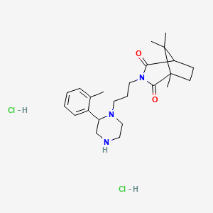 molecular formula C24H37Cl2N3O2 B13771384 3-Azabicyclo(3.2.1)octane-2,4-dione, 1,8,8-trimethyl-3-(3-(4-(2-methylphenyl)-1-piperazinyl)propyl)-, dihydrochloride CAS No. 90619-42-4