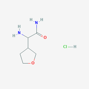 molecular formula C6H13ClN2O2 B1377150 2-Amino-2-(oxolan-3-yl)acetamide hydrochloride CAS No. 1427378-53-7