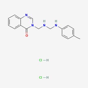 molecular formula C17H20Cl2N4O B13771543 4(3H)-Quinazolinone, 3-(((((4-methylphenyl)amino)methyl)amino)methyl)-, dihydrochloride CAS No. 75159-29-4