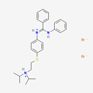 molecular formula C27H35Br2N3S B13771550 Benzamidine, N-(p-((2-(diisopropylamino)ethyl)thio)phenyl)-N'-phenyl-, dihydrochloride CAS No. 80784-95-8