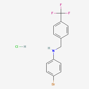 molecular formula C14H12BrClF3N B1377160 4-bromo-N-{[4-(trifluoromethyl)phenyl]methyl}aniline hydrochloride CAS No. 1423034-01-8