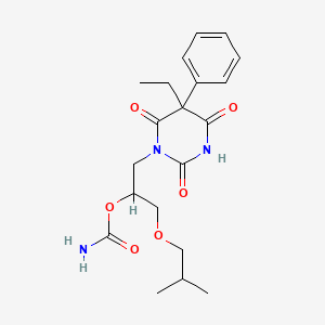 molecular formula C20H27N3O6 B13771601 Barbituric acid, 5-ethyl-1-(2-hydroxy-3-isobutoxypropyl)-5-phenyl-, carbamate (ester) CAS No. 64038-11-5