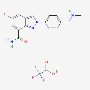 molecular formula C18H16F4N4O3 B13771672 5-Fluoro-2-[4-[(methylamino)methyl]phenyl]-2H-indazole-7-carboxamide 2,2,2-trifluoroacetate 