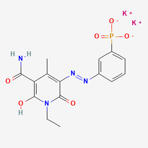 molecular formula C15H15K2N4O6P B13771687 Dipotassium 3-[3-carbamoyl-1-ethyl-1,2-dihydro-6-hydroxy-4-methyl-2-oxo-5-pyridylazo]phenylphosphonate CAS No. 70815-25-7