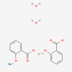 molecular formula C14H12CrNaO8 B13771696 Sodium diaquabis(salicylato(2-)-O1,O2)chromate(1-) CAS No. 68214-27-7