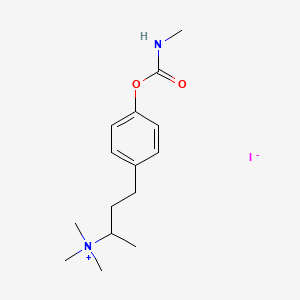 molecular formula C15H25IN2O2 B13771720 Carbamic acid, methyl-, 4-(3-(trimethylammonio)butyl)phenyl ester, iodide CAS No. 64046-04-4