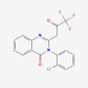 molecular formula C17H10ClF3N2O2 B13771743 4(3H)-Quinazolinone, 3-(2-chlorophenyl)-2-(3,3,3-trifluoro-2-oxopropyl)- CAS No. 73283-20-2