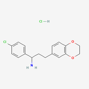 molecular formula C17H19Cl2NO2 B13771748 1,4-Benzodioxin-6-propanamine, 2,3-dihydro-alpha-(4-chlorophenyl)-, hydrochloride CAS No. 93638-02-9